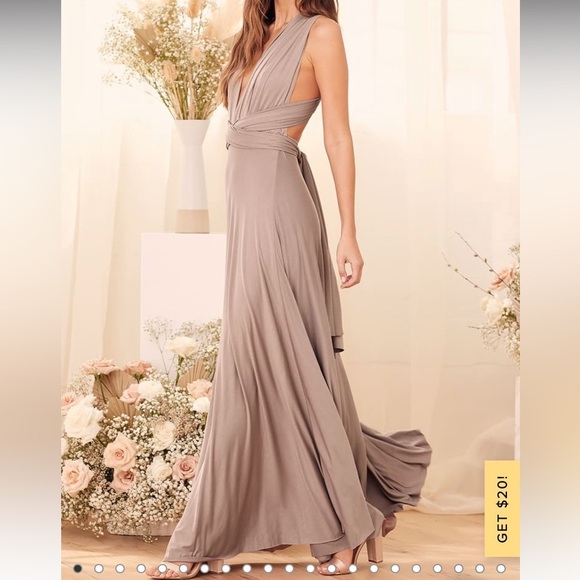 Lulus Tricks of the Trade Taupe Champagne Maxi Multi-Wear Wrap Dress - Picture 9 of 12